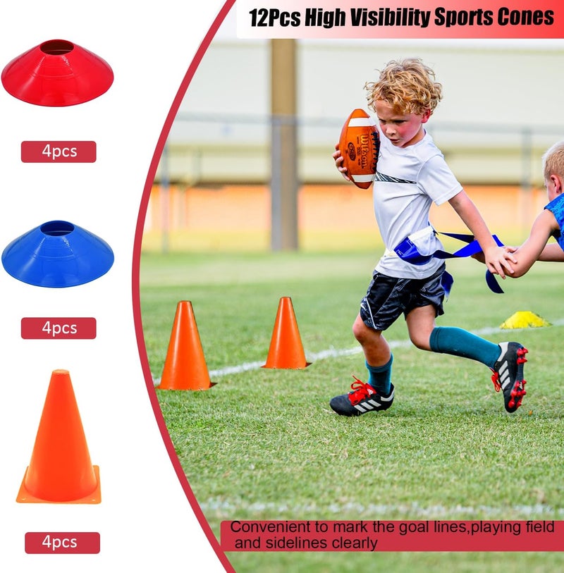 chicarry Flag Football Set, 14 Player/ 28 Player Football Flags and Belts Set, Includes Belts, Football Flags, Cones - Image 3